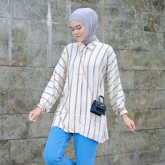 Ailey Kemeja Oversize Motif Rayon - Pattern Korean Oversized Shirt - Atasan Wanita Jumbo