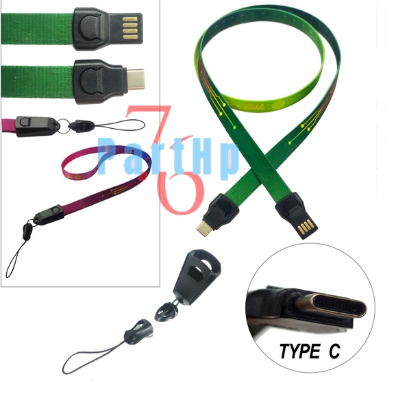 Lanyard Kabel Data Charger + Meteran Gantungan Tali Leher untuk type c