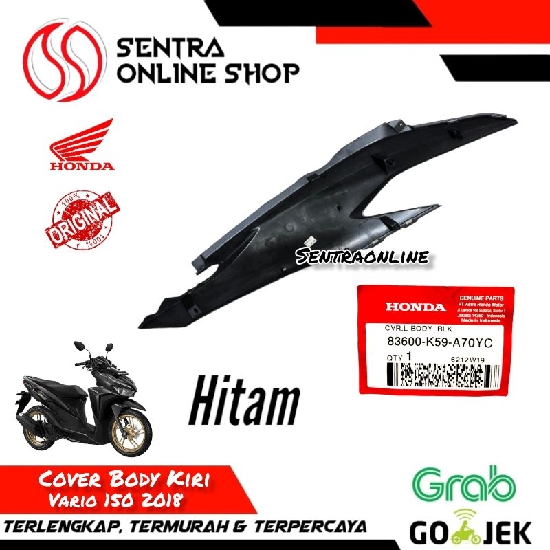 Cover L body bodi vario 150 2018 kiri hitam glossy original hgp 83600k59a70yc