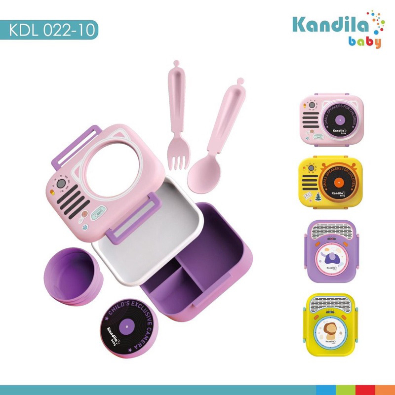 Kandila Baby KDL022-10 Lunch Box 680ml - Kotak Bekal + Spoon &amp; Fork / Sendok Garpu PROMO MITRA