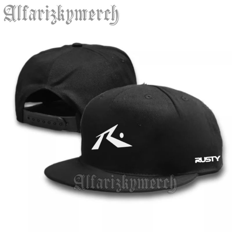 SNAPBACK TOPI DISTRO / TOPI BASEBALL / TOPI HIPHOP / TOPI SURFING / LOGO FULL BLACK / TOPI RUSTY