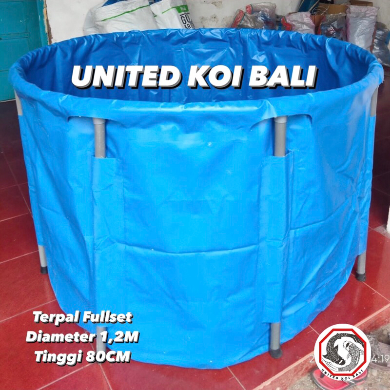 KOLAM TERPAL VET BULAT ORCHID FULLSET VET TERPAL IKAN KOI DIAMETER 1,2M