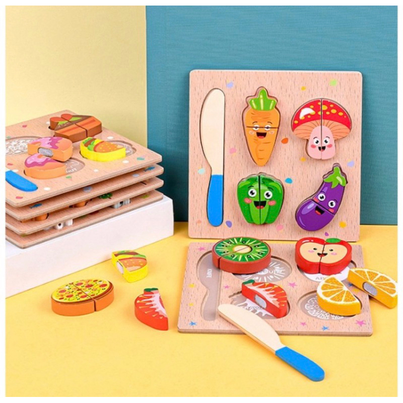 Mainan Potongan Buah Sayur Makanan Kayu Anak - Wooden Cutting Jigsaw Food