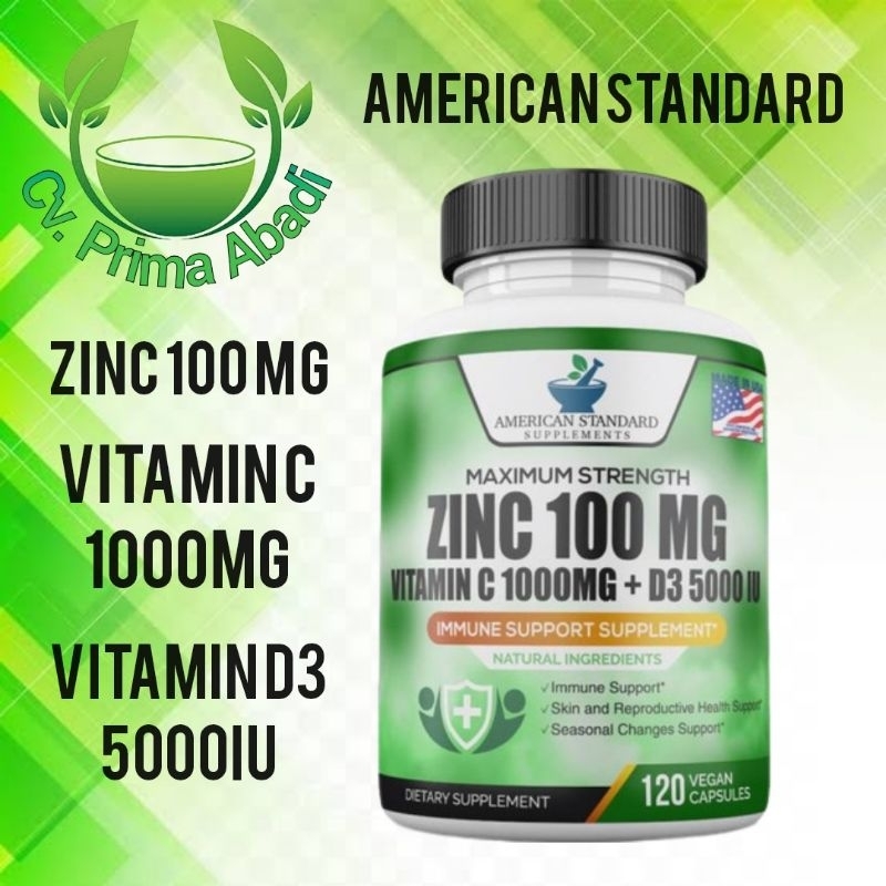 Vitamin Zinc 100mg + Vitamin C 1000mg + D3 5000iu Asli Original ( Cv. Prima Abadi )