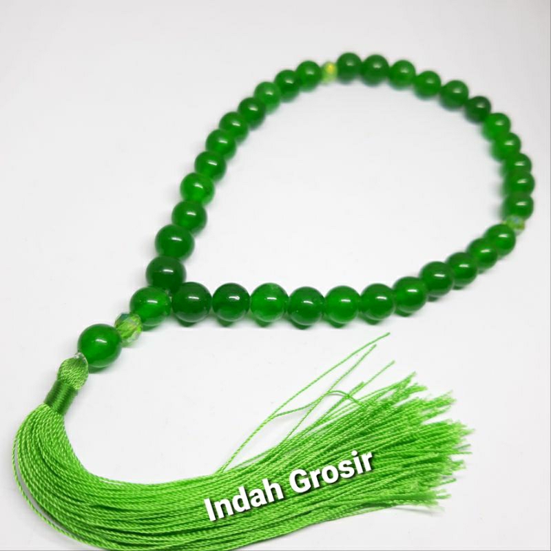 Tasbih Batu Giok Hijau Kristal 8mm 33Butir