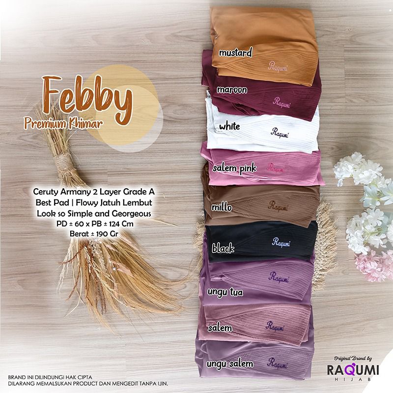 FEBBY PREMIUM KHIMAR RAQUMI ORIGINAL | KHIMAR CERUTY RAQUMI | KHIMAR PUTIH | KHIMAR BEST PAD | KHIMA
