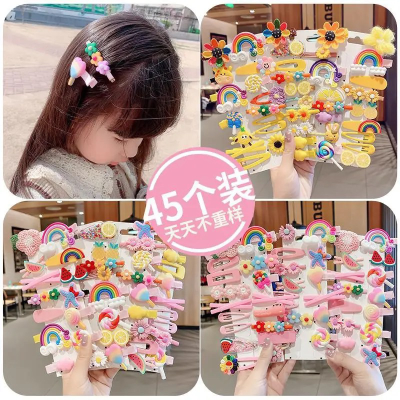 (Part 1 RB) 10pcs / set jepit rambut anak / jepit poni lucu / jepit kecil / ikat rambut anak / Bandana korea / Bandana cuci muka / bando cuci muka / hairband / jepit rambut gaya korea / karet rambut korea import / kunciran rambut import