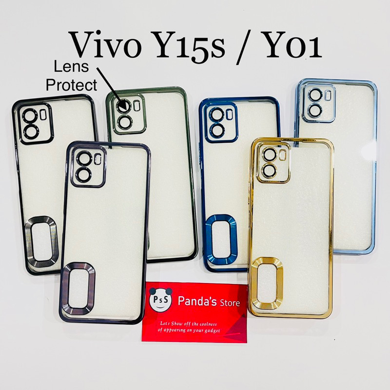 Softcase Vivo Y15s / Y01 Lens Protector Circle Chrome Logo Clear Case