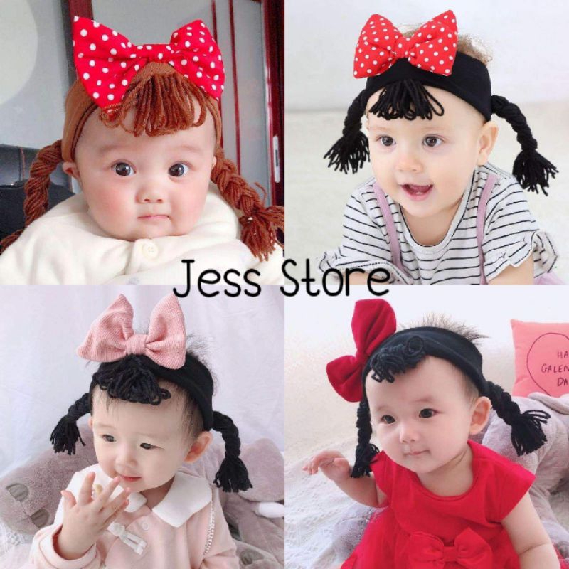 Bandana Wig Pigtail Fashion Bayi 03-3thn Model Pita Kepang Woll Korean Style