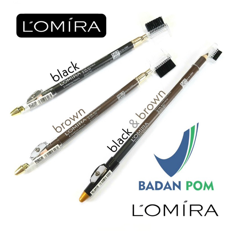 Lomira Eyebrow Pencil With Brush Black, Black Brown, Brown