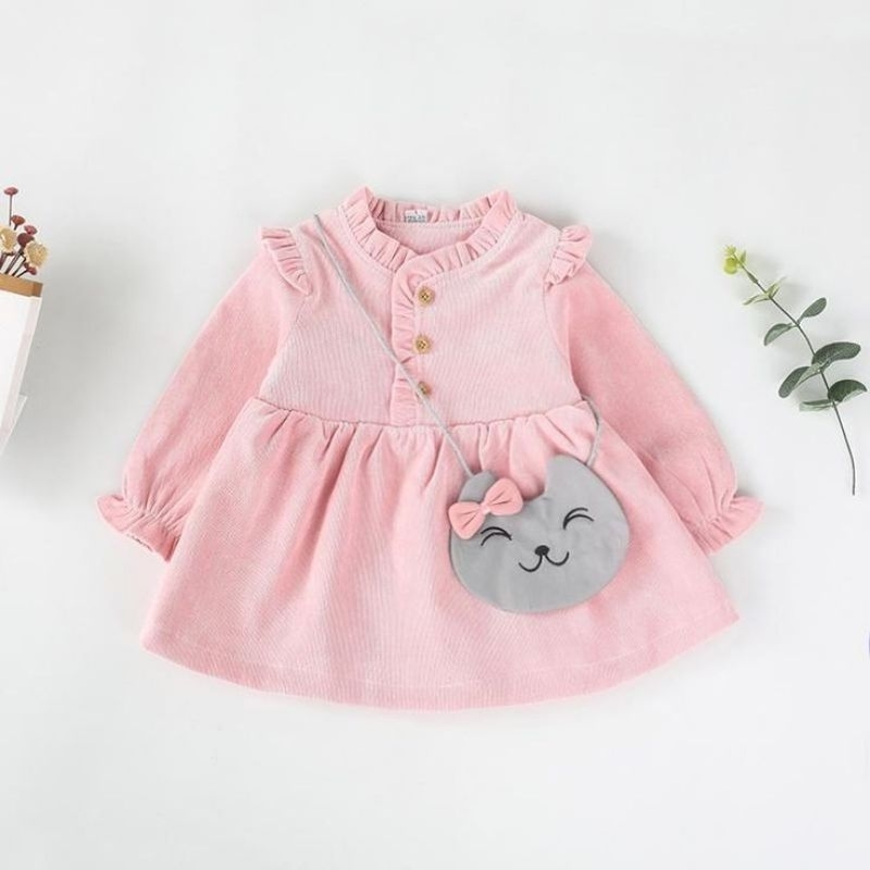 Gamis Baby Elsa Ruffle Shirt Dress 12-24 Bulan Premium