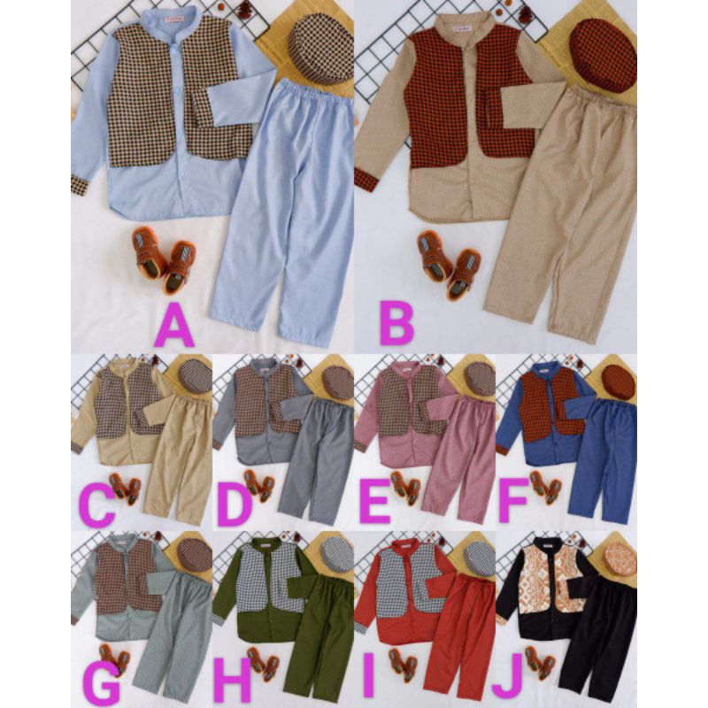 6-10T (Est. 4-7thn) Set Koko Aladin by Bobo Kids Free Peci / Setelan Koko Anak Lengan Panjang Murah 
