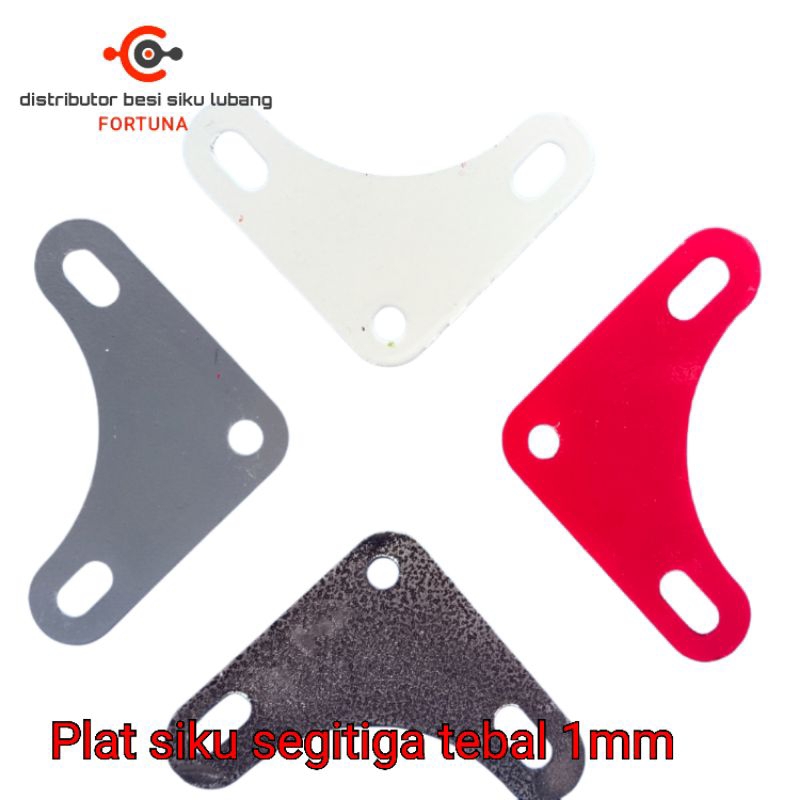 PLAT SEGITIGA SIKU LUBANG TEBAL 1MM BUAT KUNCI RAK BESI SIKU LUBANG