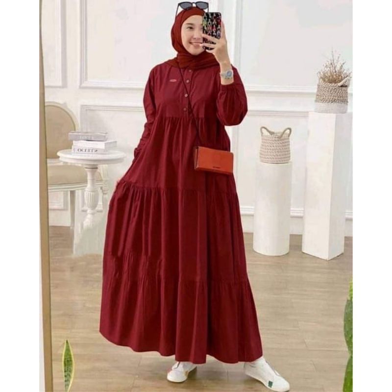 Glessa midi dress viral/Poky midi dress viral/Gamis rayon terbaru