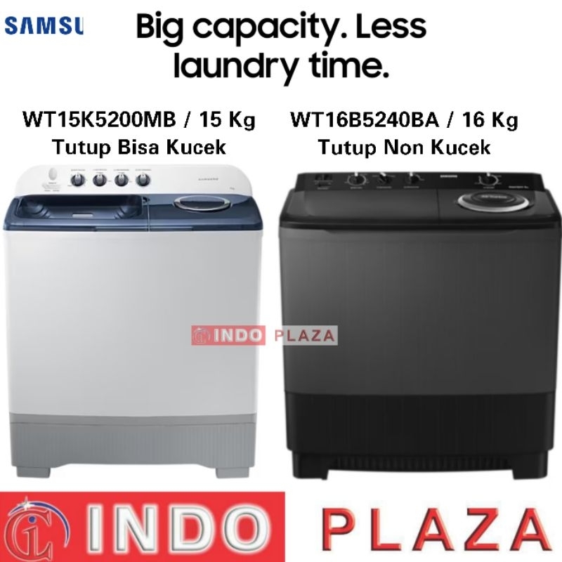 MESIN CUCI SAMSUNG 2 Tabung WT15K5200MB 15 Kg / WT16B5240BA 16 Kg