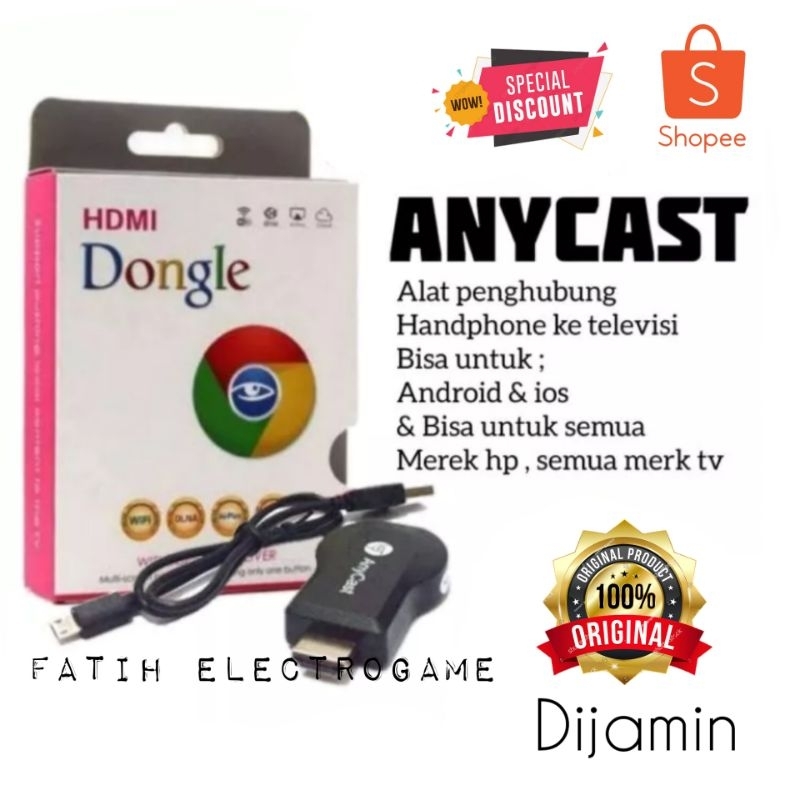 ANYCAST DONGLE MIRACAST ( ALAT UNTUK MENYAMBUNGKAN HP KE TV LED ) PENYAMBUNG PENGHUBUNG HP KE TV