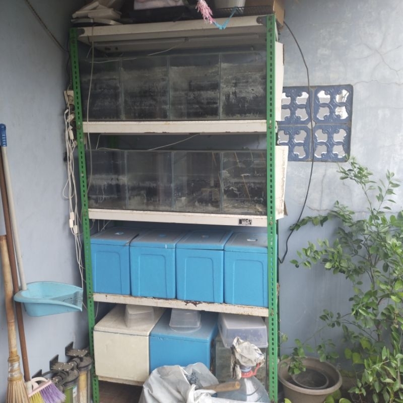 Rak Besar Untuk Aquarium Full Set dengan Aquarium, Lampu & Alat Penyaring Air