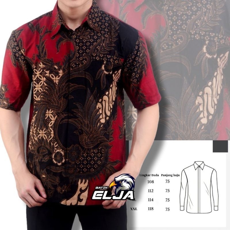 Baju Batik Pria Lengan Pendek Motif Pyur/ Cocok BUAT SERSGAM KERJA /HAJATAN