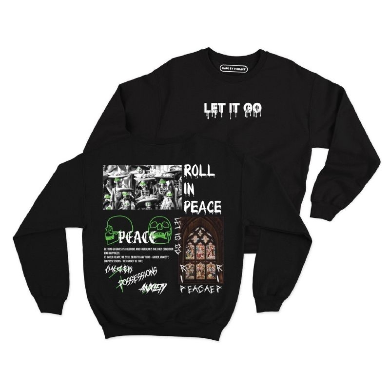 Sweater crewneck Roll in peace (pria &amp; wanita)