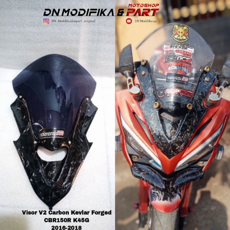 Windshield Visor CBR 150 Carbon forged Frame Visor V2 CBR 150R K45G Karbon kevlar