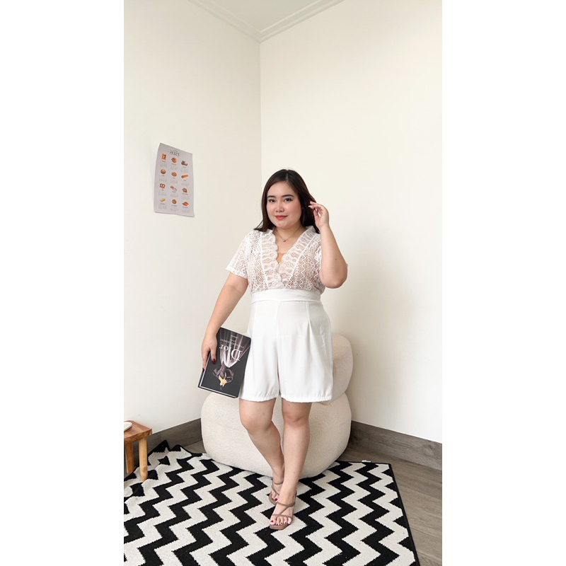 [ LittleBigCloth ] Dochas Lace Jumpsuit // Baju Bigsize Jumpsuit