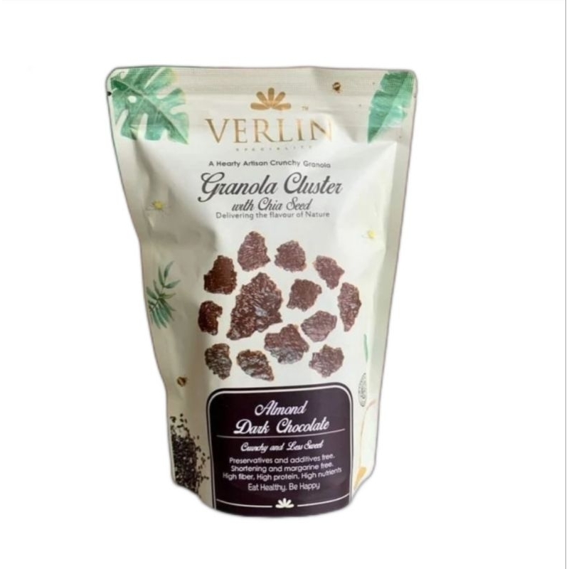 

VERLIN GRANOLA CLUSTER ALMOND DARK CHOCOLATE 150 GRAM