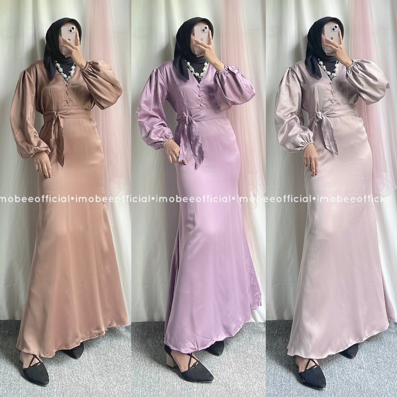 SHERINA LUXURY DRESS SATIN // GAMIS SATIN DUYUNG // DRESS LEBARAN PESTA MERMAID BALON