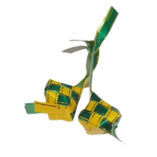 

Hiasan ketupat pita plastik parsel parcel lebaran idul fitri