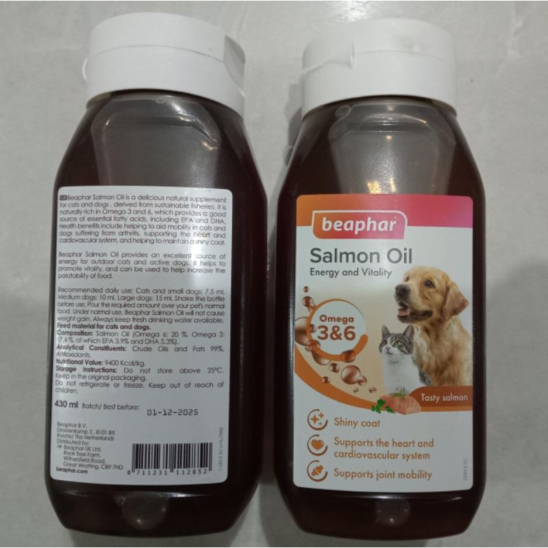 Beaphar Salmon Oil 430ml for Dog &amp; Cat with omega 3 dan 6 | vitamin untuk kucing dan anjing