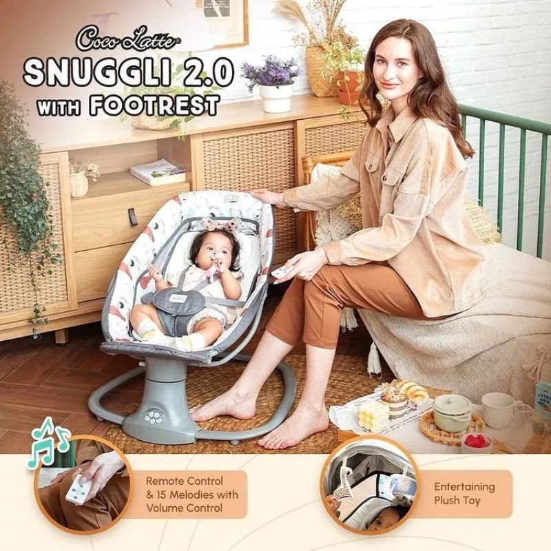 Ayunan Bayi Cocolatte Snuggli &amp; Babydoes Claptown Bouncer Elektrik Automatic Baby Swinger Chair / Swing Bed With Remote Control