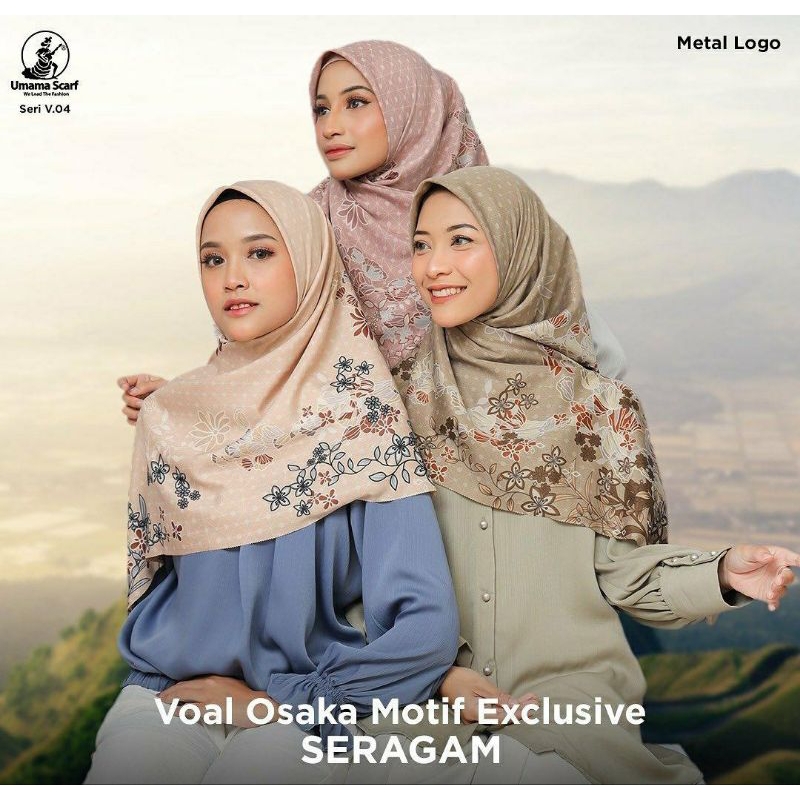 Hijab Segi Empat Voal Motif Exclusive Umama Metal Logo (Motif Part 5)