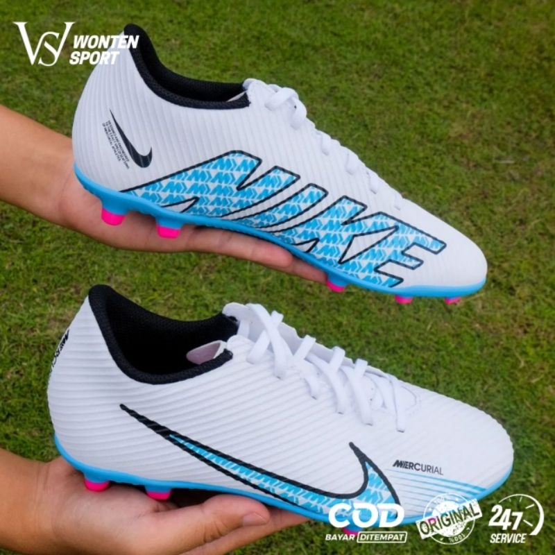 Sepatu bola Nike Vapor 15 Club FG/MG - White Blue Original