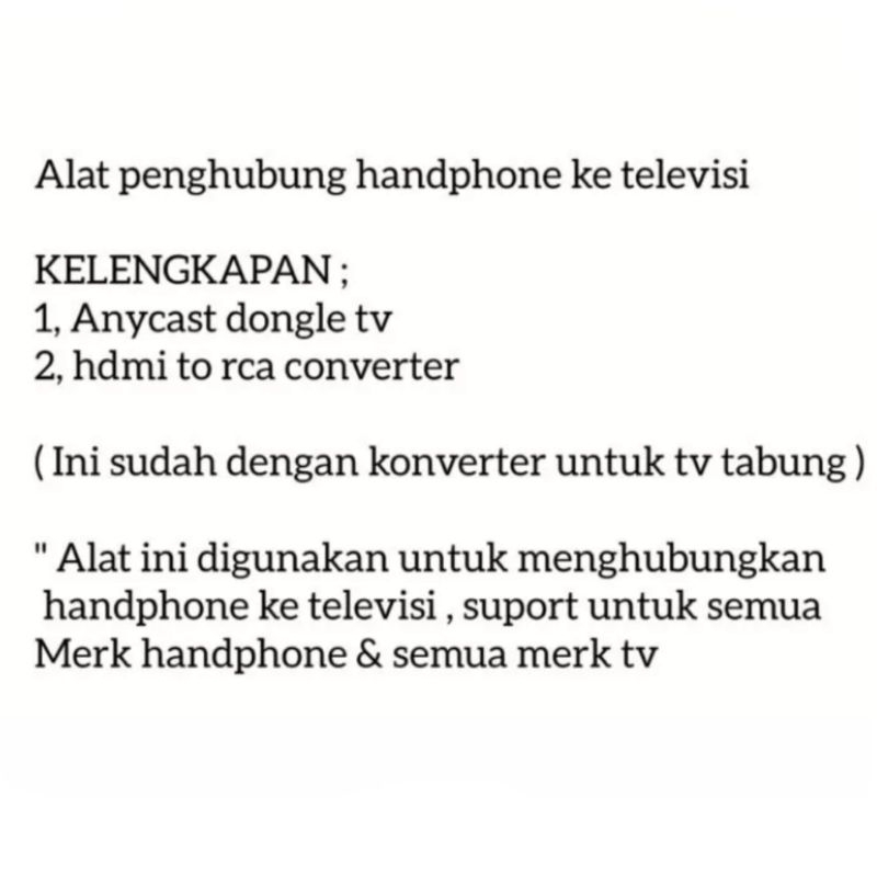 ANYCAST DONGLE SCREEN MIRRORING HP KE TV / SATU PAKET ALAT UNTUK MENYAMBUNGKAN PENGHUBUNG PENYAMBUNG HP KE TV TABUNG