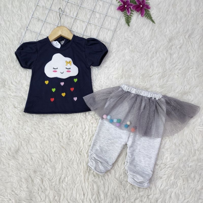 Baju bayi perempuan Set celana tutu baby *pompom*