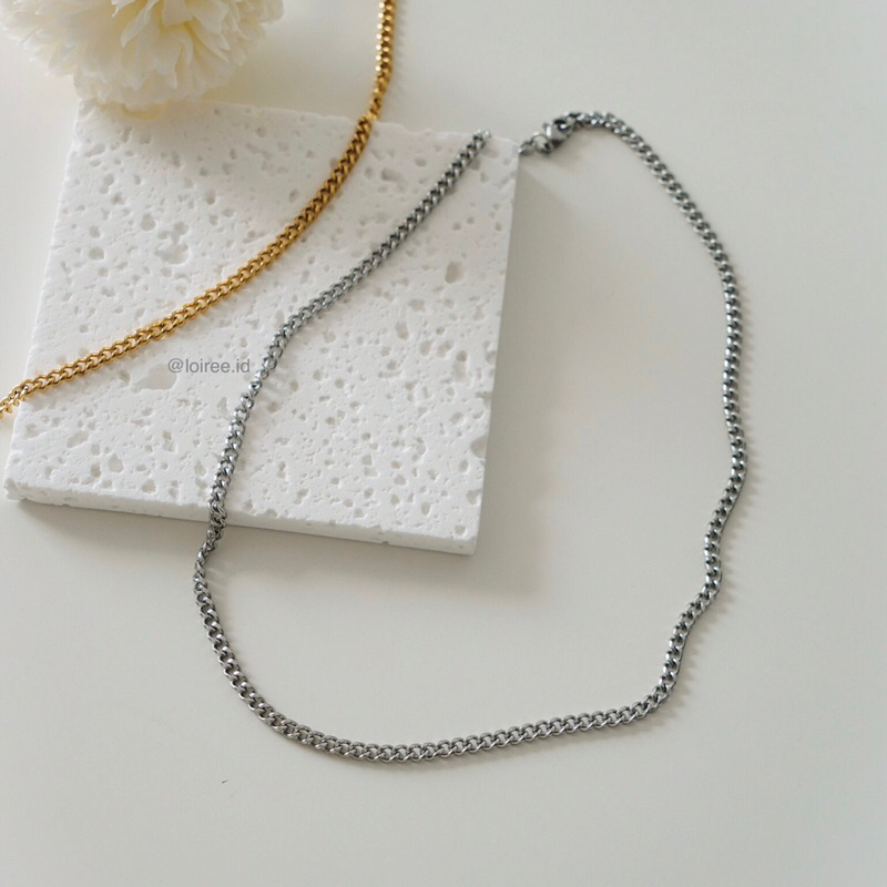 RHONEY | Everyday Collection - Gold Plated Petite Thin Cuban Chain Necklace - Kalung Wanita