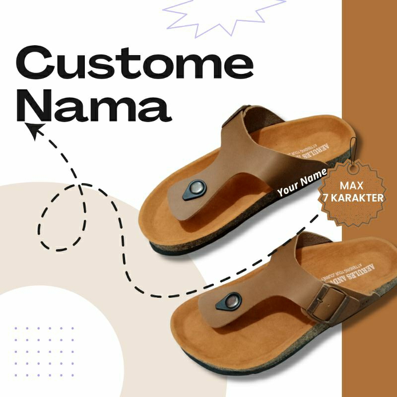 Sandal Custom Tulisan Tali Jepit Pria Wanita untuk Souvernir Kado Ulang Tahun Pernikahan Anniversary Wisuda Emboss Model Birken Kulit Empuk Kekinian Gaya Korea Ringan Empuk