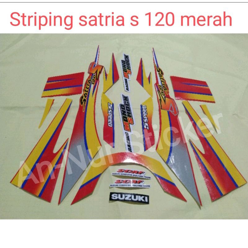 striping stiker satria 120s Lis satria s120 98 merah tahan vernis