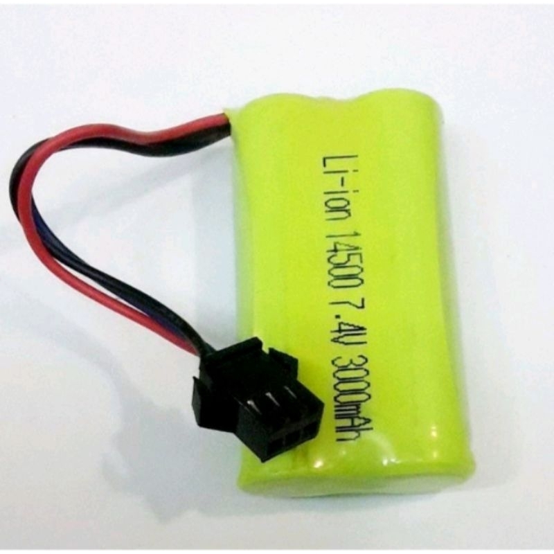 Baterai Rc 2 Baterai AA 3000 mAh 7.4 Volt Songket Hitam 3 Kabel Baterai Mobil Remote