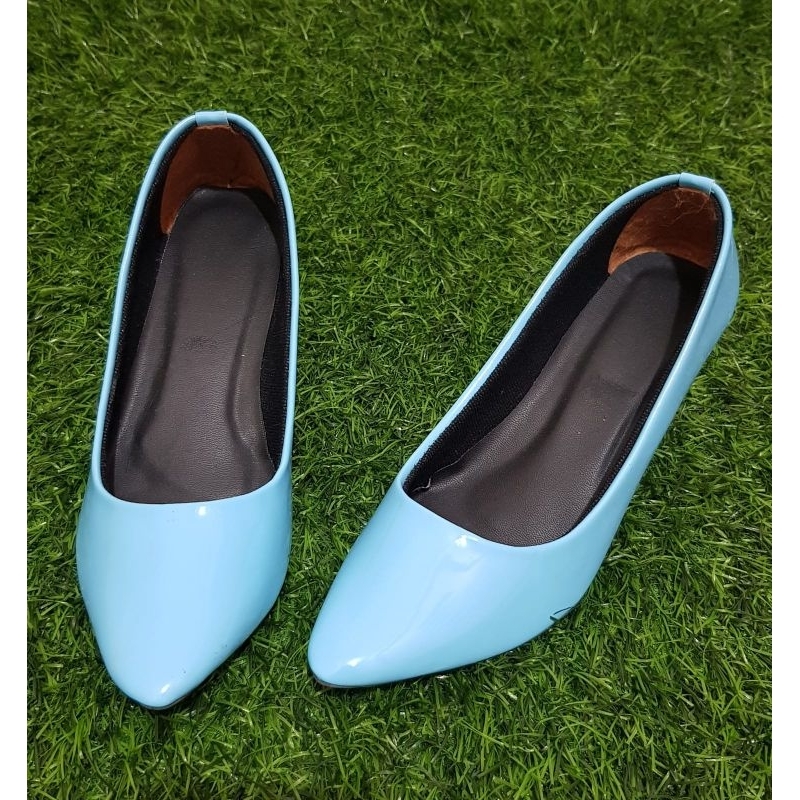 Anna shoes High hells kantor wanita cantix Glosy biru termurah