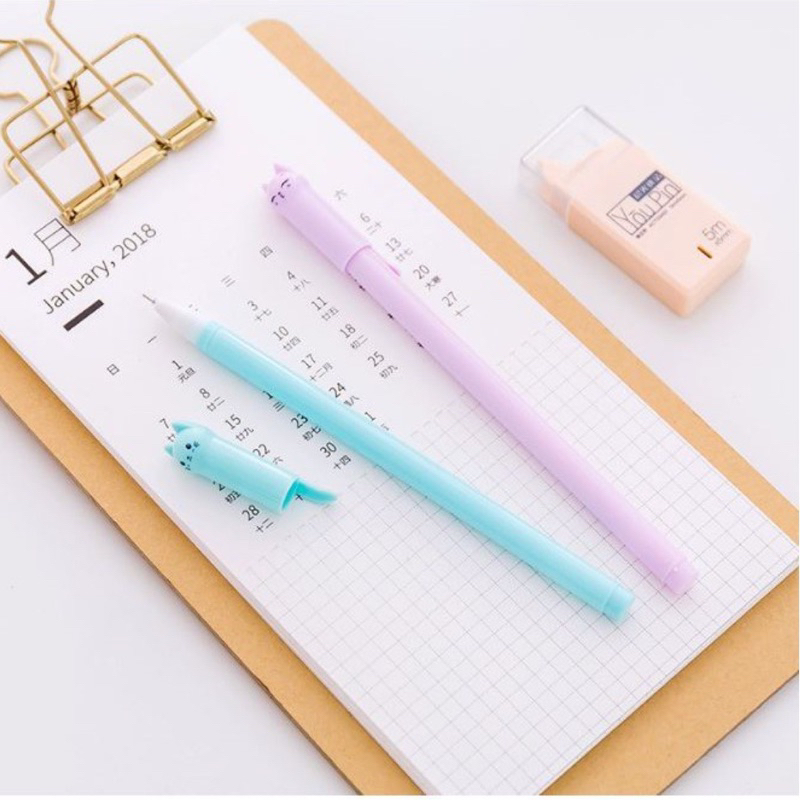 DuaWarna Pulpen Kucing Pena Pen Bolpen Ballpoint Motif Karakter Kucing Meow Pulpen Gel Import ST026