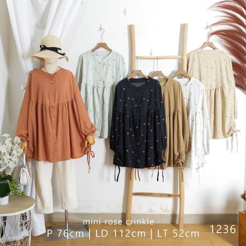 Blouse mini rose crinkle