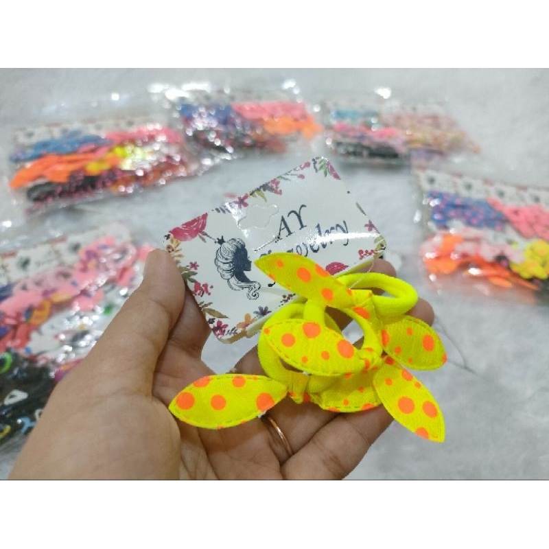 ikat rambut chibi kecil motif / isi 3pcs