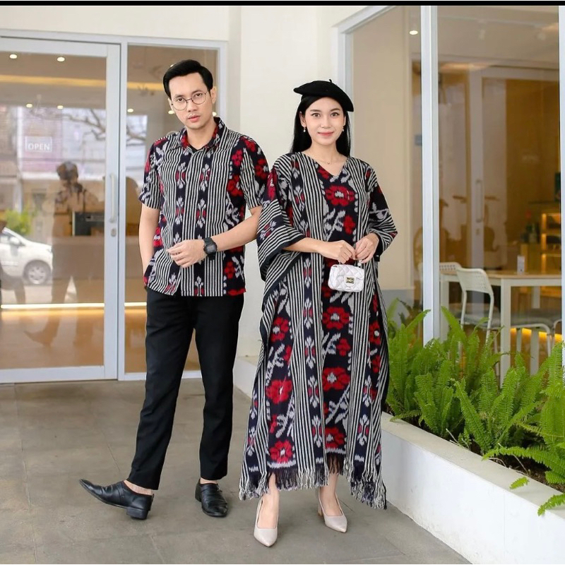 set couple tenun - baju couple tenun etnik - baju kondangan motif tenun troso jepara