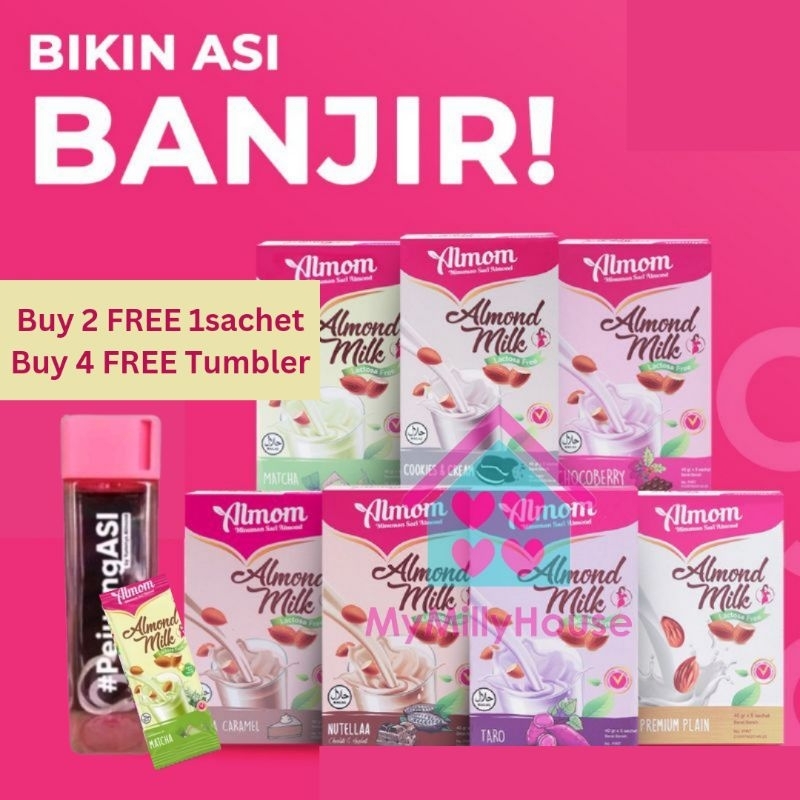 ALMOM Susu Bubuk Almond Pelancar Asi / Asi Booster Sari Almond / LEMOM Tea Teh / KUKIMOND Cookie