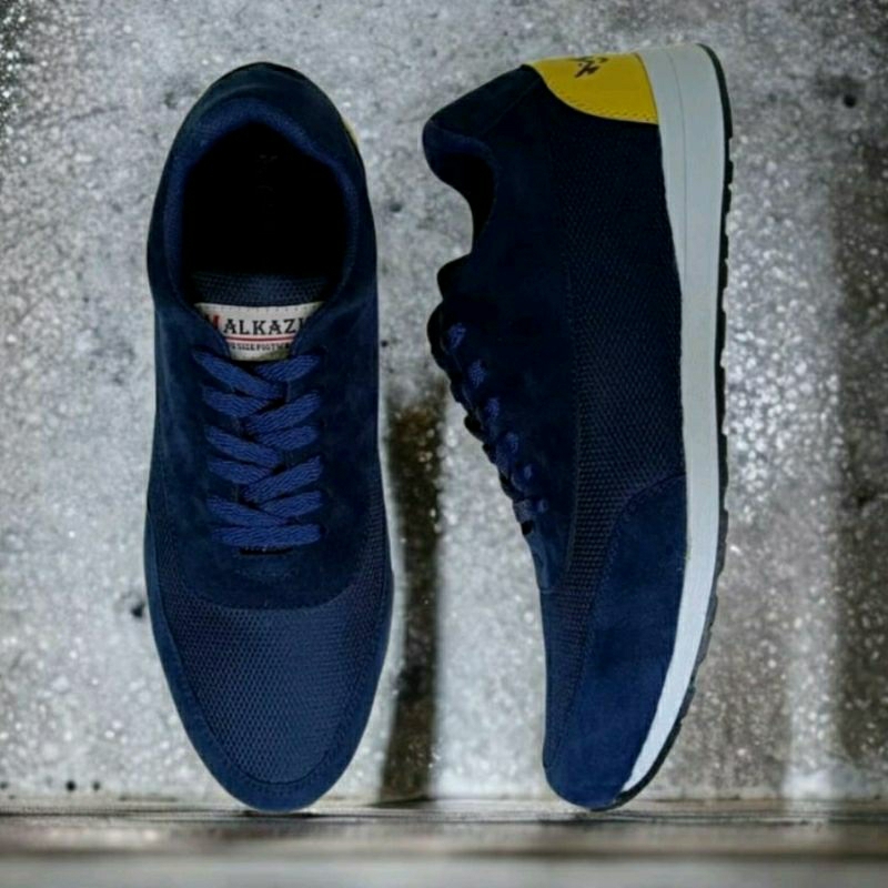 RUNOX Sepatu Pria Casual 39-44 Sneakers Cowok Premium Suede Navy Style SS-305 Kets Low Cut Sekolah