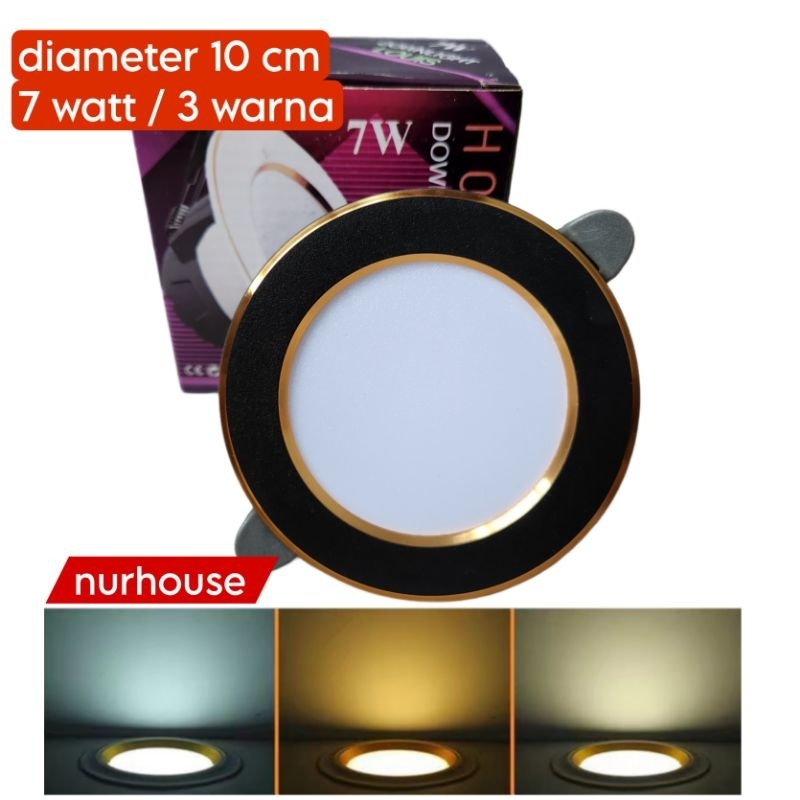 downlight 3 warna 7 watt hitam gold hitam silver