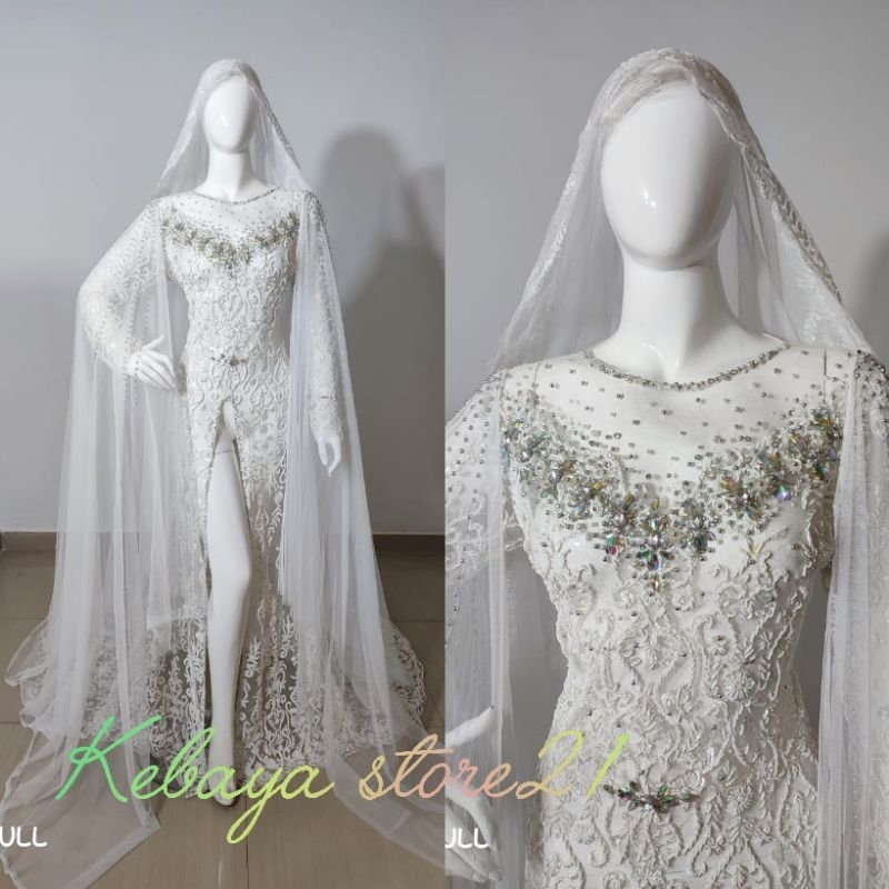 KEBAYA AKAD SLIM DRES JUBAH//KEBAYA MODERN TERBARU/KEBAYA DRES BEREKOR//GAUN  MEWAH //GAUN PENGANTEN // KEBAYA AKAD NIKAH