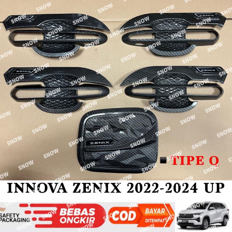 Paket Outer Handle Tank Cover Innova Zenix 2022 2023 2024 Carbon