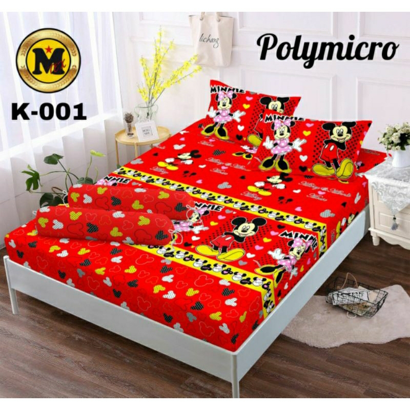 Sprei Sarung Bantal Guling Ukuran 180x200 Motif Bunga  Karakter Kotak