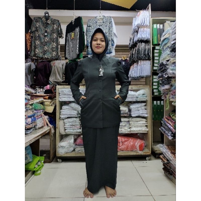 Setelan Rok Dan Blazer Dinas 'ABU TUA' Wanita PNS / GURU